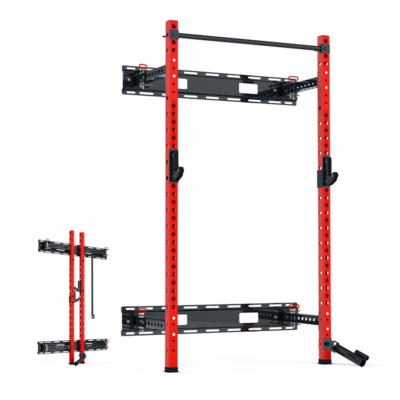 Home Gym Folding Rack - Achterwandmontage Squat Fitnessapparatuur voor thuisgebruik Opvouwbaar