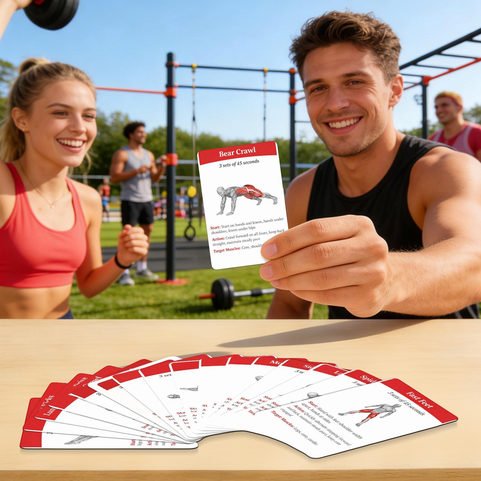 Home Gym Guide - Workout-kaarten, 36 stuks, draagbare kaarten met