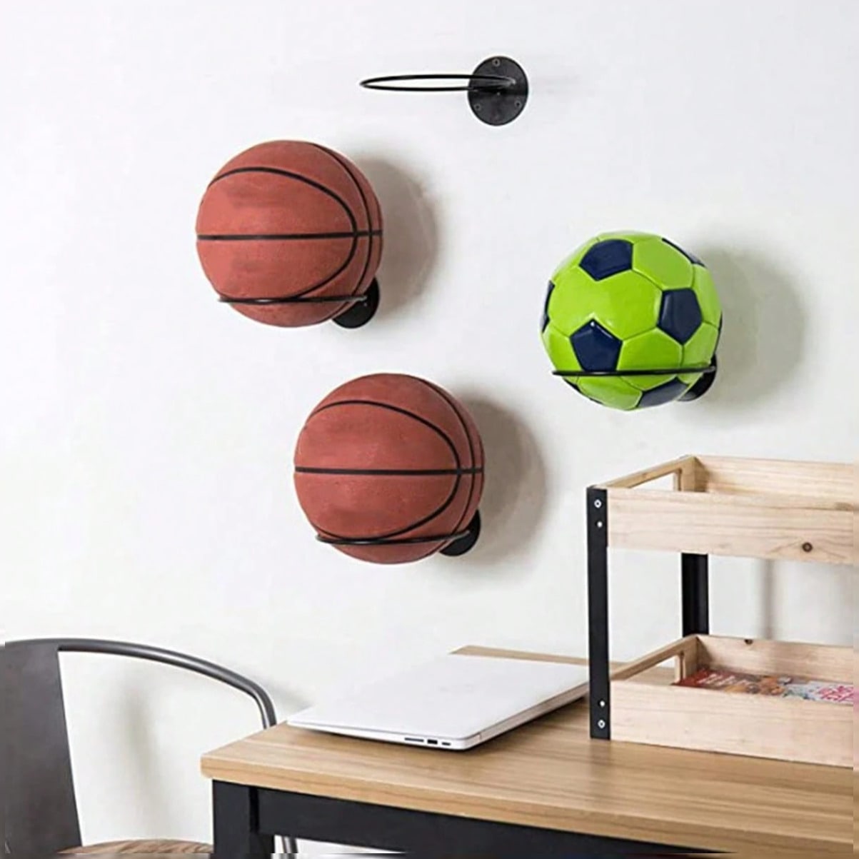 Home Gym Folding Rack - Ruimtebesparende wandgemonteerde basketbalhouder voor thuisgym, garage