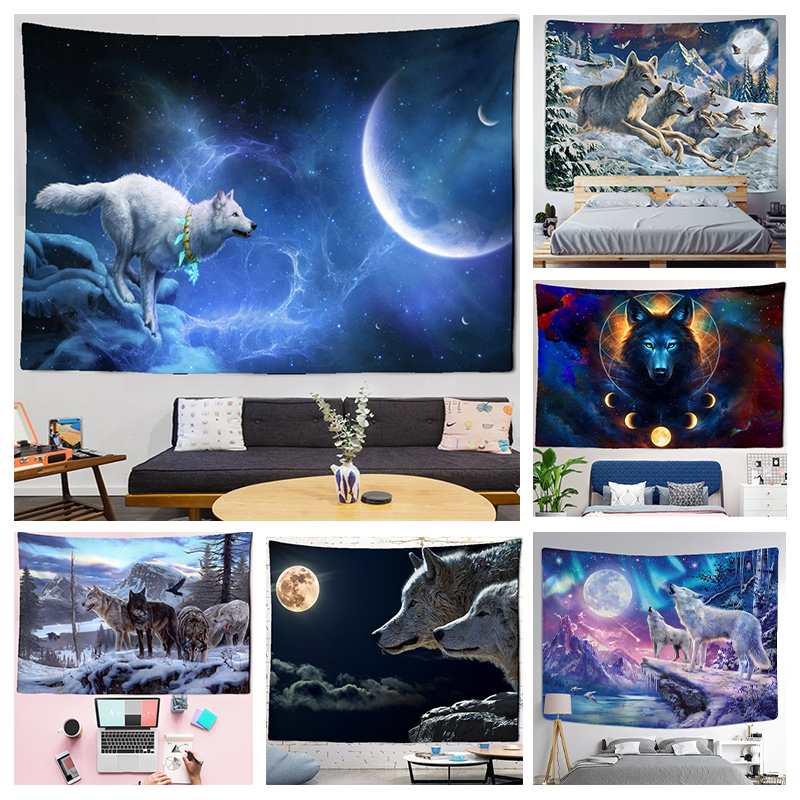 Home Gym Decor - Fantasie Wolf Wandtapijt Opknoping Dier Esthetische