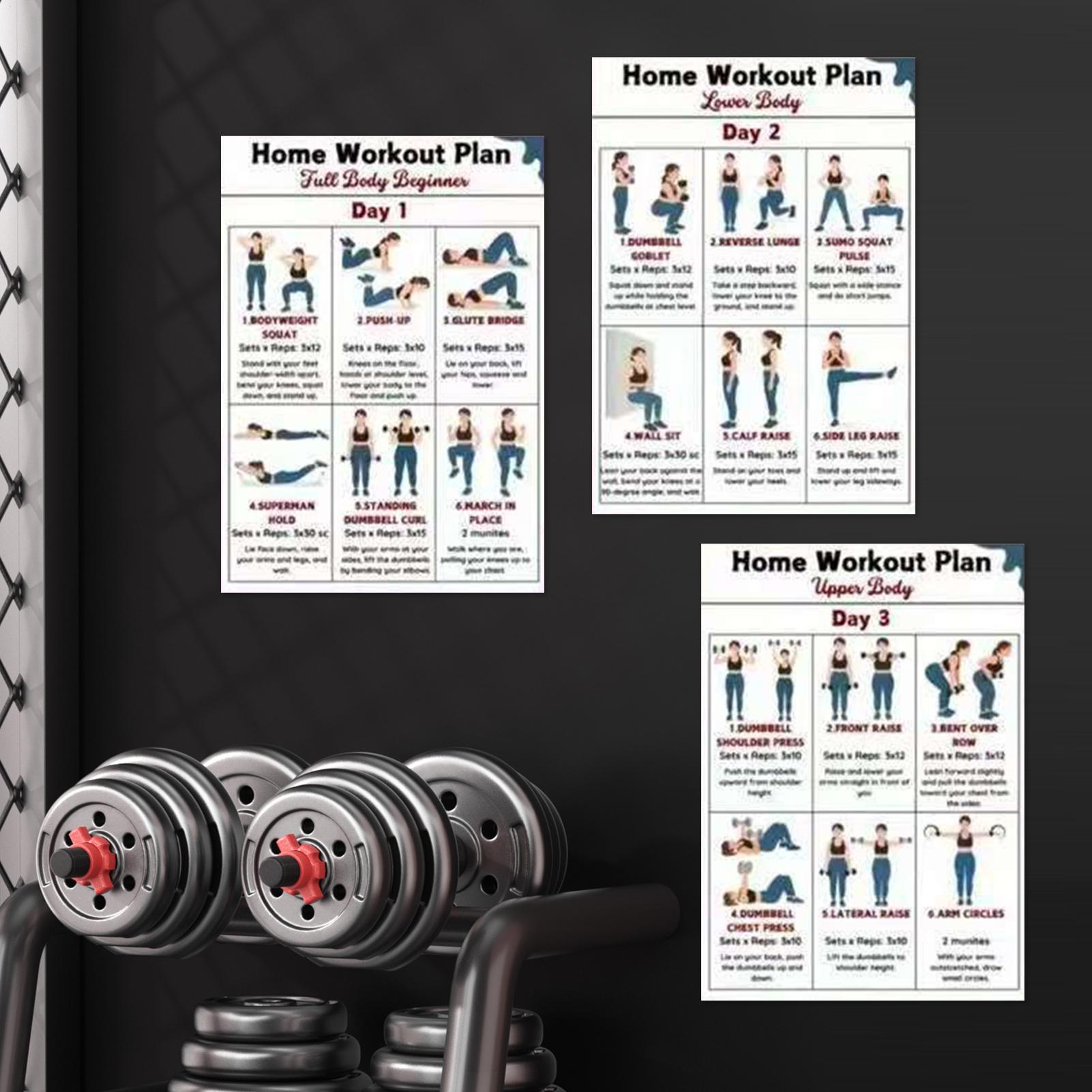 Home Gym Guide - Oefeningsposters 6 stuks Full Body Home