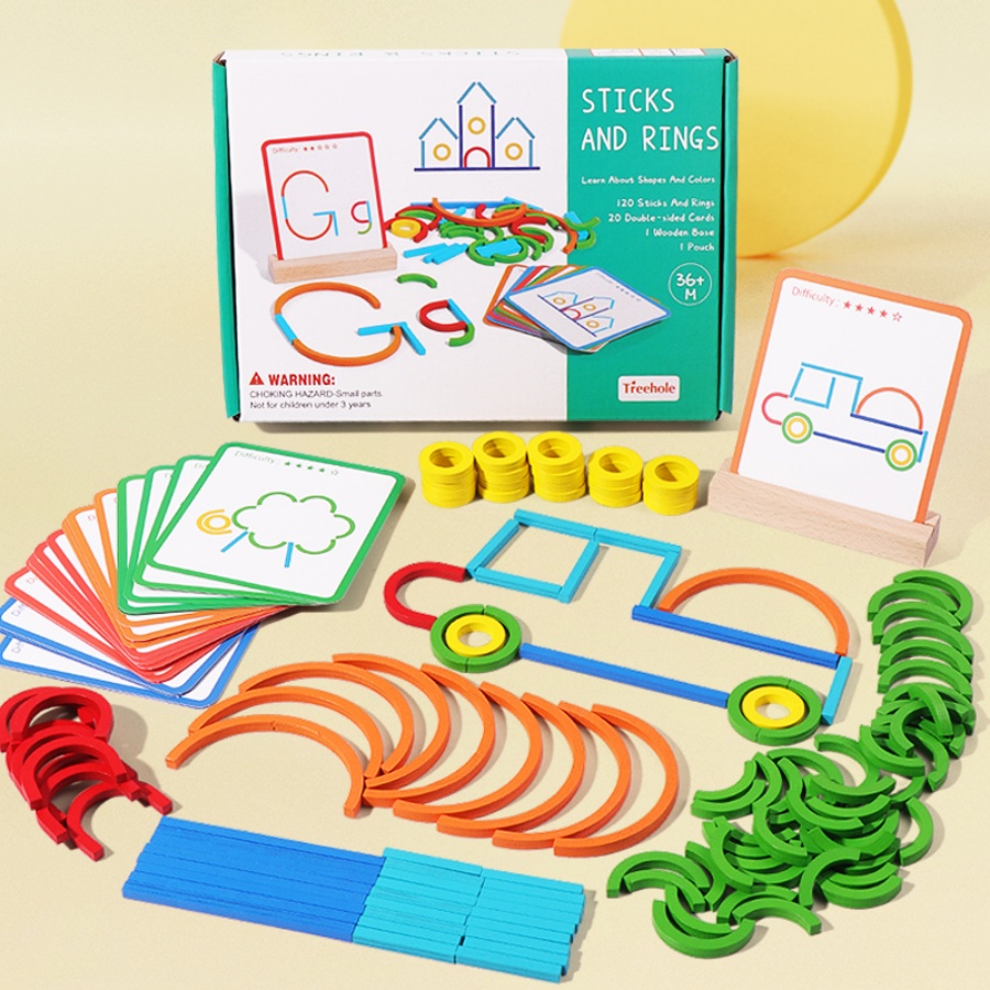 Gymnastic Rings Wooden - Puzzelspeelgoed voor vroeg onderwijs voor kinderen,