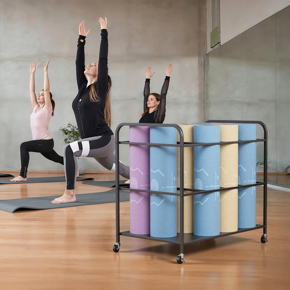 Home Gym Folding Rack - Yogamat opbergrek met wielen, opbergwagen voor