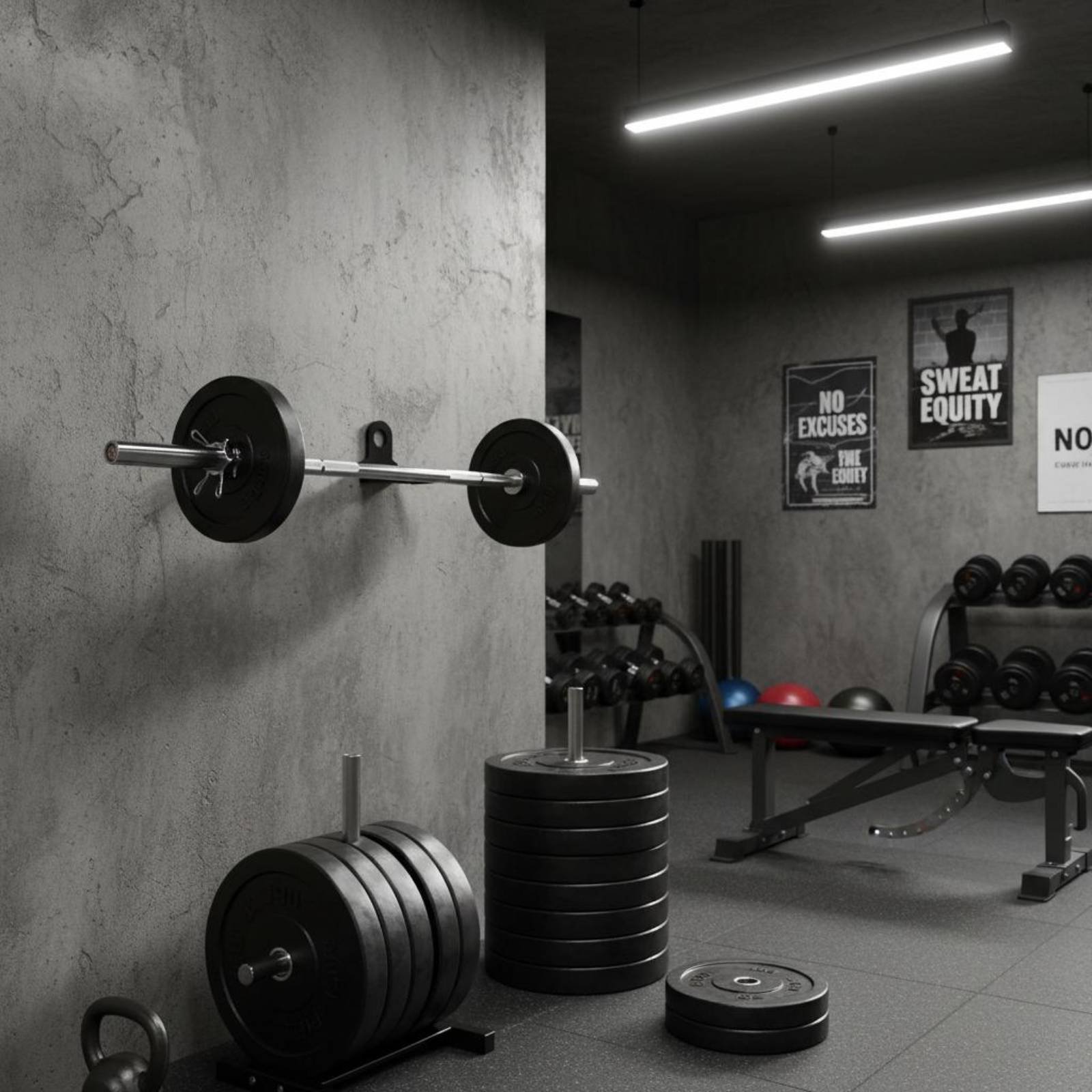 Home Gym Wall Mounted - Wandbevestigde standaard halterhouder, ruimtebesparende halteropbergbeugel voor