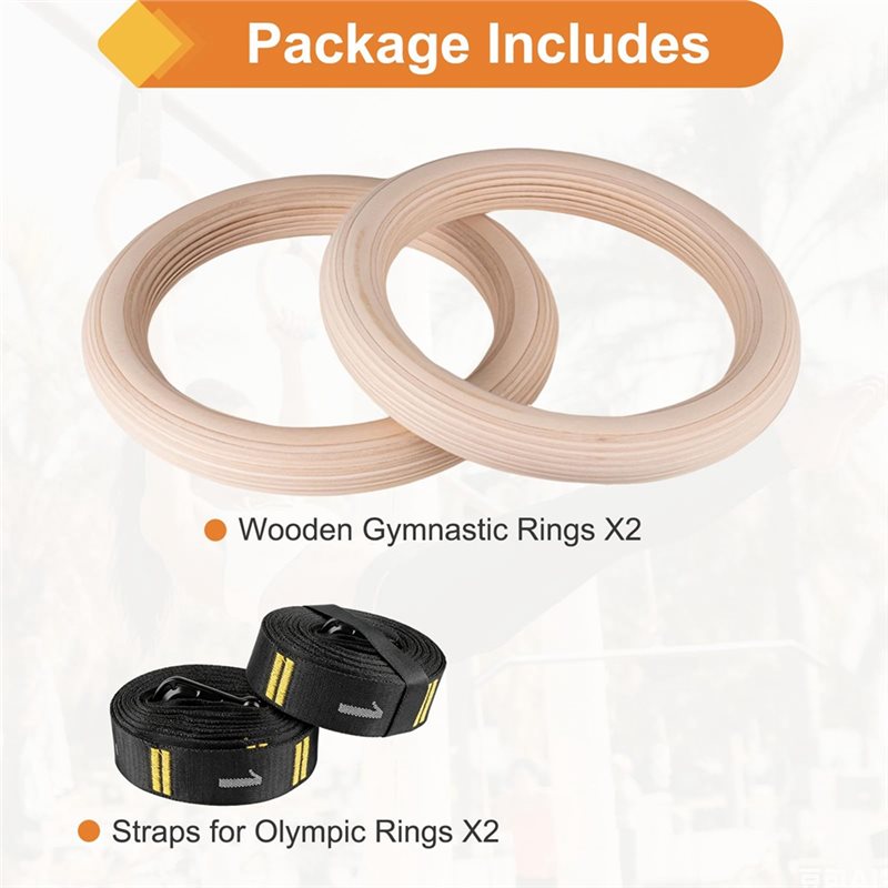 Gymnastic Rings Wooden - 1,25 inch Gymnastiekringen met genummerde banden,