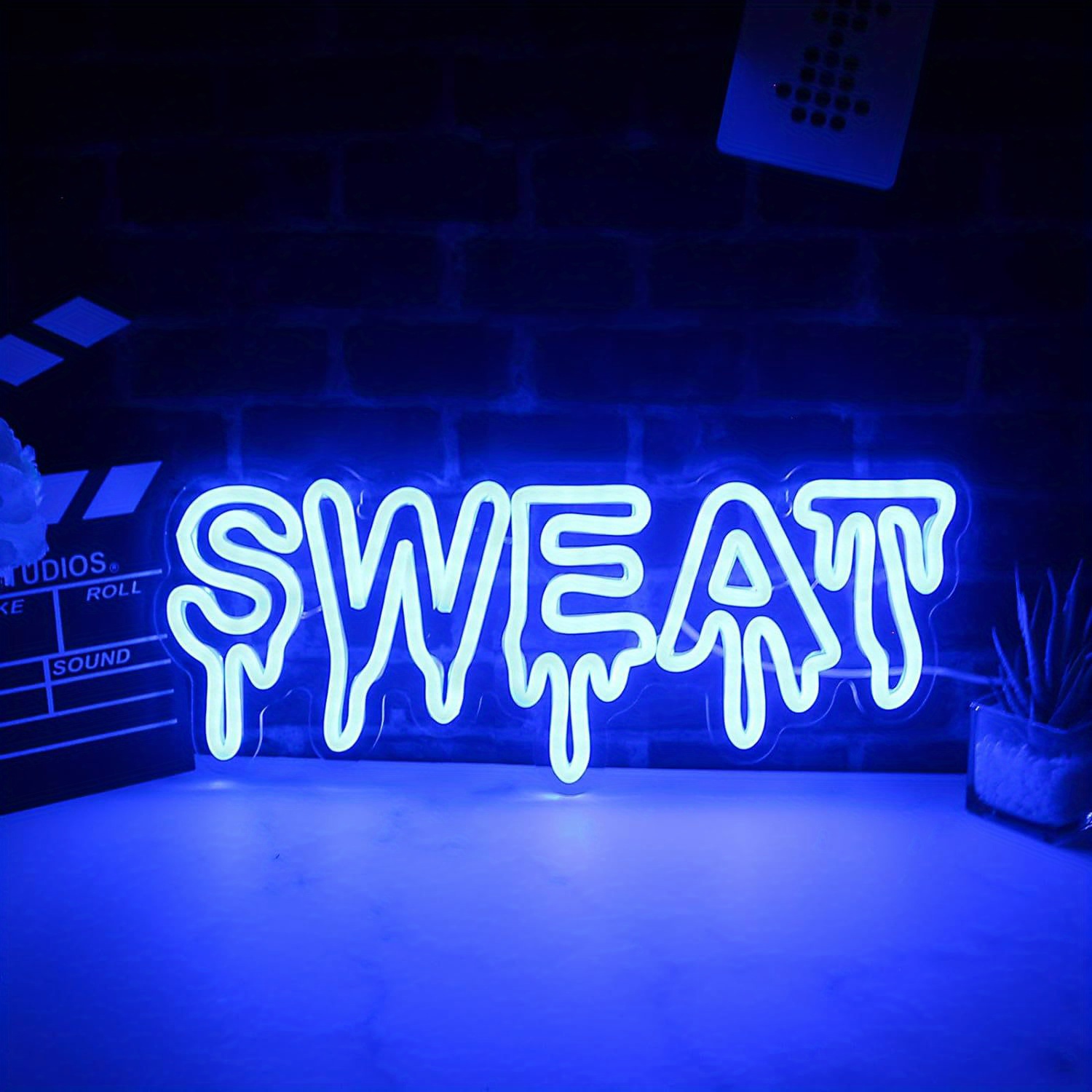 Home Zone Gym - Zweetblauw druppelend LED-neonbord Gym Workout Zone