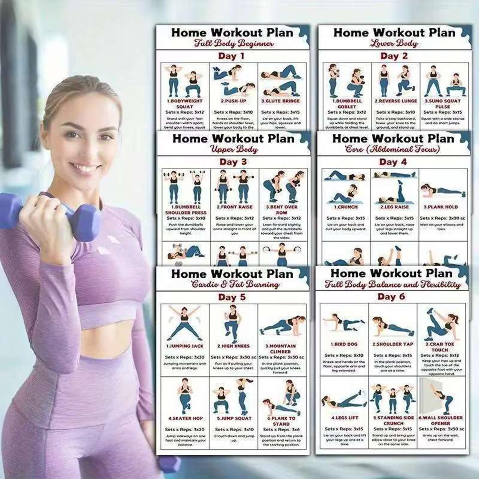 Home Gym Guide - 6pcs Yoga Halter Stretching Workout Poster