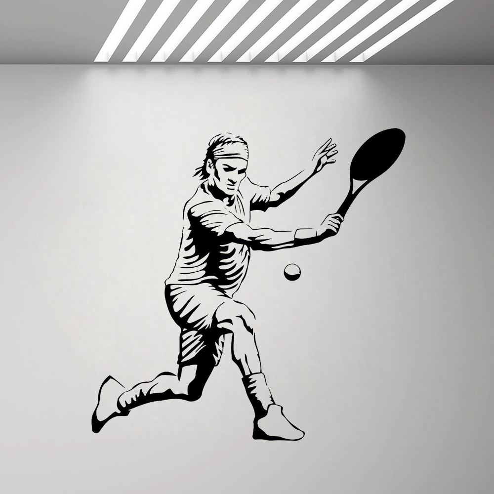Tennisspeler muursticker vinyl - Home Gym Interior Design recensie en prijs